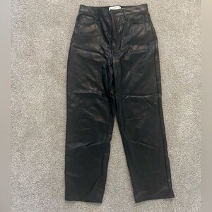 Abercrombie vegan leather ankle straight pants, size 28